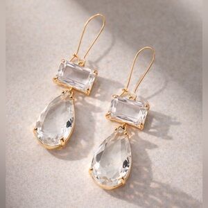 Crystal Teardrop Statement Earrings | Gold Dangle Sparkle